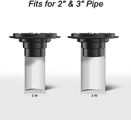 EXF Square Shower Drain 6 Inch Matte Black, Stainless Steel Shower Floor Drain Kit with ABS Flange, Removable Grid Grate, Hair Strainer, Not Fit for Bathtub