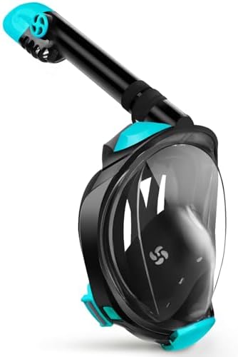 Greatever G2 Full Face Snorkel Mask with Latest Dry Top System,Foldable 180 Degree Panoramic View Snorkeling Mask with Camera Mount,Safe Breathing,Anti-Leak&Anti-Fog