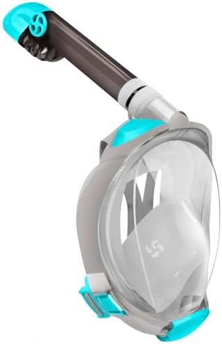 Greatever G2 Full Face Snorkel Mask with Latest Dry Top System,Foldable 180 Degree Panoramic View Snorkeling Mask with Camera Mount,Safe Breathing,Anti-Leak&Anti-Fog