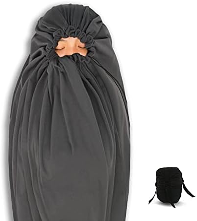 All Season Fleece Sleeping Bag Liner Adds Up to 27°F/ 15°C, Lightweight Mummy Sleeping Sack for Cold Weather and Winter Backpacking, Camping, Traveling with Drawstring Hood and Stuff Sack E629