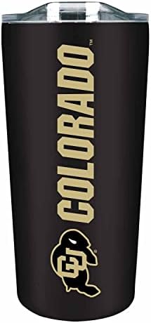 Campus Colors NCAA Stainless Steel Tumbler perfect for Gameday - 18 oz - Double Walled - Keeps Drinks Perfectly Insulated (Colorado Buffaloes - Black)