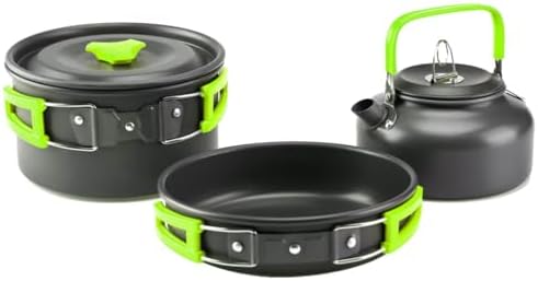 aiGear Camping Cookware Mess Kit, Non-Stick Camping Pan Pot Kettle, Lightweight Aluminum Camping Utensils, Collapsible Portable Camping Cooking Set for Outdoor Cooking Hiking Picnic