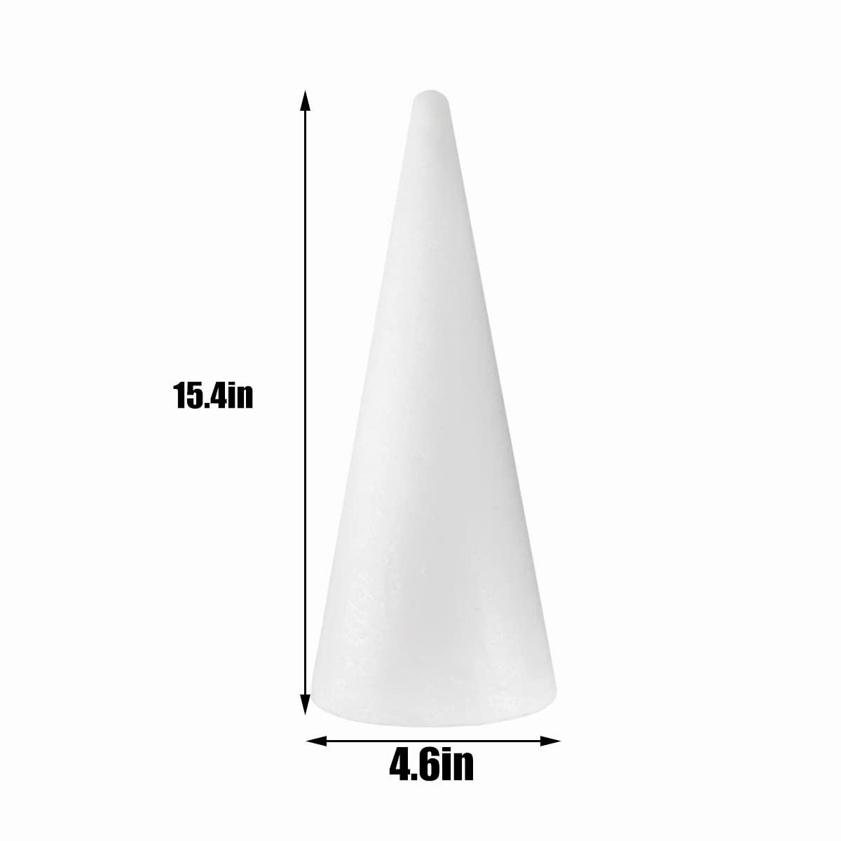 FFchuanhe 4-Pack Craft Foam Cones(4.6X15.4in), Polystyrene Cone Shaped Foam, Foam Tree Cones, for Arts and Crafts, Christmas, School, Wedding, Birthday, DIY Home Craft Project. White