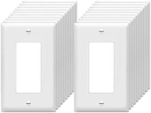Decorator Wall Plates 1-Gang Switch Outlet Electrical Cover Plate Unbreakable Thermoplastic Faceplate for Light Receptacle Outlet Switch, White (20 Pack)