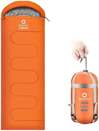 ECOOPRO Warm Weather Sleeping Bag - Portable, Waterproof, Compact Lightweight, Comfort with Compression Sack - Great for Outdoor Camping, Backpacking & Hiking-83 L x 30" W Fits Adults