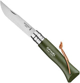 Opinel Colorama Series No. 8 - Stainless Steel Everyday Carry Folding Pocket Knife with Leather Strap, Painted Hornbeam Handles