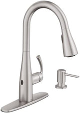 Moen Essie Spot Resist Stainless MotionSense Wave One-Handle Touchless Kitchen Faucet with Pulldown Sprayer and Soap Dispenser, 87014EWSRS