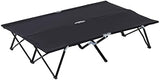 Outsunny 2 Person Folding Camping Cot for Adults, 50" Extra Wide Outdoor Portable Sleeping Cot with Carry Bag, Elevated Camping Bed, Beach Hiking, Black