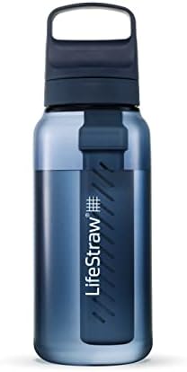 LifeStraw Go Series – BPA-Free Water Filter Bottle for Travel and Everyday Use Removes Bacteria, Parasites and Microplastics, Improves Taste, 1L Aegean Sea