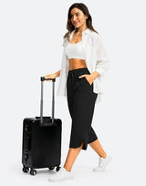 Soothfeel Women's Capri Pants with Pockets Loose Lightweight Hiking Travel Wide Leg Capri Pants for Women Casual