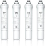 Bluevua RO100ROPOT 4-Pack Replacement Filter Set, Pack of 4 Filters: 1 PP, 1 CTO, 1 RO, 1 PCF