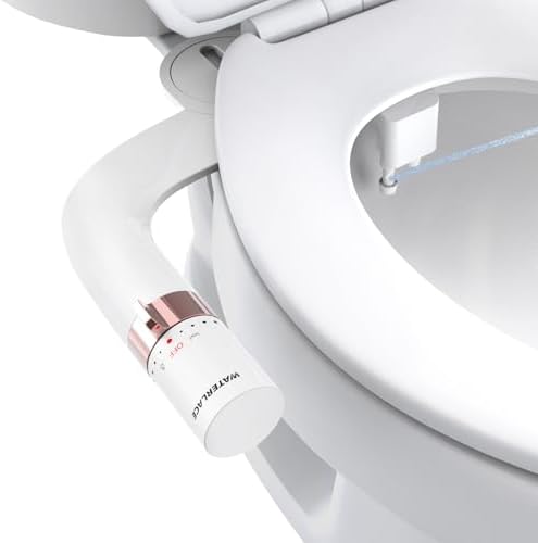 Bidet Attachment for Toilet, Dual Nozzle Bidet Toilet Seat, Non-Electric Ultra-Thin Bidets for Existing Toilets, Rear/Feminine Wash with Adjustable Water Pressure (Rose Gold)