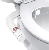 Bidet Attachment for Toilet, Dual Nozzle Bidet Toilet Seat, Non-Electric Ultra-Thin Bidets for Existing Toilets, Rear/Feminine Wash with Adjustable Water Pressure (Rose Gold)