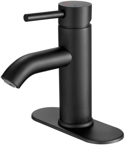 VOTON Black Bathroom Faucet Single Handle Matte Black Bathroom Sink Faucet Rv Lavatory Vessel Faucet for Bathroom Faucet 1 or 3 Hole with Deck Plate