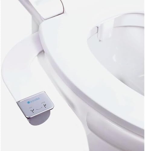 Brondell Bidet Attachment for Toilet SS-250 SimpleSpa Fresh Water Spray with Adjustable Water Pressure Side Arm Control, Slim Bidet Sprayer, Silver Knob (Dual Nozzle)