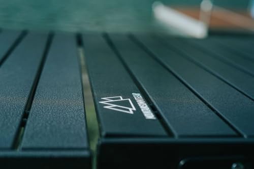 Heavy-Duty Roll-Top Table for Camping (Large) - Portable Aluminum-Top Folding Table with Steel Frame by Caddis Sports