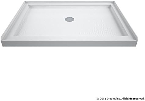 DreamLine SlimLine 32 in. D x 48 in. W x 2 3/4 in. H Center Drain Single Threshold Shower Base in White, DLT-1132480