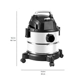 Amazon Basics Wet Dry Shop Vacuum Cleaner, 4 Gallon, 3 HP Stainless Steel, Grey/Black