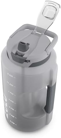 ZULU Goals Large Water Bottle Jug with Time Marker & Handle for All Day Hydration | Silicone Soft Straw with Locking Leak-Proof Lid | For Gym, Camping, Workout, and Outdoors | BPA-Free | 64oz, 128oz