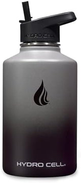 HYDRO CELL Stainless Steel Insulated Water Bottle with Straw - For Cold & Hot Drinks - Metal Vacuum Flask with Screw Cap and Modern Leakproof Sport Thermos for Adults (Graphite/Black 64oz)