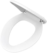 Gerber Elongated Toilet Seat with Cover, Soft Close, No Slam, Quick & Easy Install, Heavy-Duty Plastic, Adjustable Fit for Standard Elongated Toilets, Durable & Fade-Resistant, White G0099213