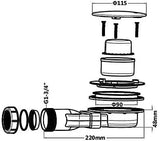 Sandy Beach Brass Shower Waste Trap - Brass Shower Tray Waste Trap, 90mm Shower Waste Trap, Brushed Brass Shower Waste Trap - Slimline Brass Shower Trap Waste Cover (90mm Diameter 48mm Depth)