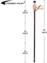 3pc Detachable Hardwood Walking Stick for Hiking with Compass 48 Inches - Soft Hand Strap - Rubber Tip Cover