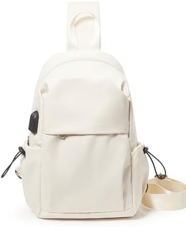 SEAFEW Tactical Backpacks Small Sling Bag Crossbody Backpack Shoulder Bag for Men Women, Multipurpose Anti-Theft Cross Body Chest Bags, One Strap Backpack for Walking Biking Travel Cycling Off White