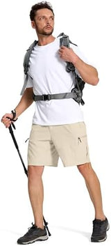 Mens Hiking Cargo Shorts with 6 Zipper Pockets 9" Quick-Dry Lightweight Short for Golf Casual Fishing