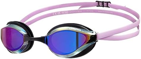 ARENA Unisex Python Racing Swim Goggles for Men and Women Anti-Fog No Leak Max Comfort Dual Strap, Mirror/Non-Mirror Lens