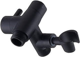 G-Promise Solid Metal Shower Arm Diverter with Holder for Hand Held Showerhead and Fixed Spray Head, G 1/2 3-Way Bathroom Universal Diverter System Replacement Part (Matte Black)