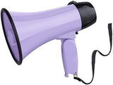 MyMealivos Portable Megaphone Bullhorn 20 Watt Power Megaphone Speaker Voice and Siren/Alarm Modes with Volume Control and Strap (Purple)