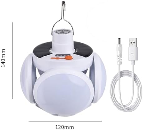 [1200 Lumens] Rechargeable Camping Lantern with Hook, IPX7 Waterproof LED Emergency Light - 1800mAh Battery, Solar/USB Charging, 5 Light Modes for Tent/Hiking/Hurricane