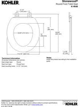 KOHLER 4648-0 Stonewood Toilet Seat Round, Round Wood Seat for Standard Toilets, Comes with Color-Matched Plastic Hinges, White