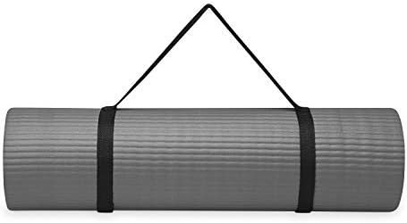 Gaiam Essentials Thick Yoga Mat Fitness & Exercise Mat with Easy-Cinch Yoga Mat Carrier Strap, 72"L x 24"W x 2/5 Inch Thick