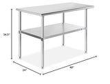 GRIDMANN Stainless Steel Work Table 48 x 24 Inches, NSF Commercial Kitchen Prep Table with Under Shelf for Restaurant and Home