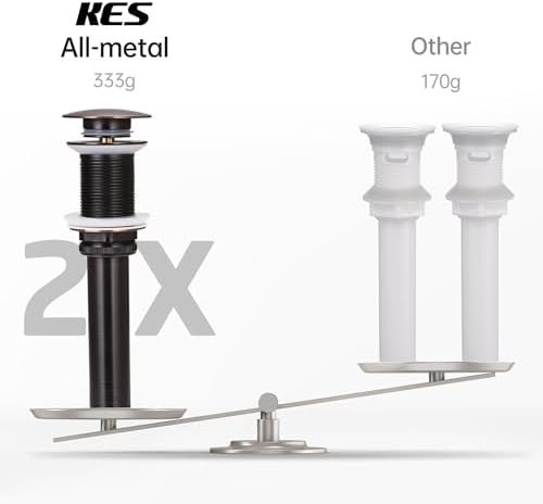 KES Bathroom Sink Drain Without Overflow Vessel Sink Lavatory Vanity Pop Up Drain Stopper Oil Rubbed Bronze Finish, All Metal Rustproof Brass and 304 Stainless Steel, S2008D-ORB