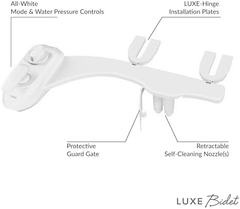 LUXE Bidet NEO 320 Plus - Patented Bidet Attachment for Toilet Seat, Innovative Hinges to Clean, Slide-in Install, Advanced 360° Self-Clean, Warm, Dual Nozzles, Feminine & Rear Wash (White)