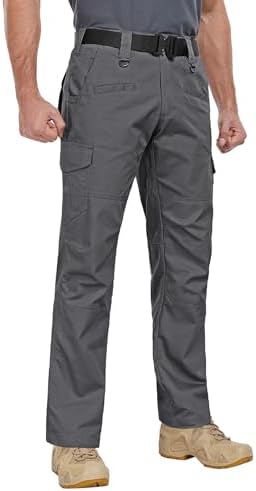 Men's Cargo Work Pants Ripstop Water Resistant Hiking Tactical Military Army Pants with Multi Pockets