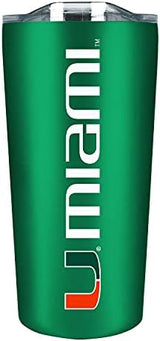 Campus Colors College Stainless Steel, Double Walled, Vacuum Insulated, Reusable Collegiate Tumbler with Slider-Top Lid for Travel, Sports, and Coffee, 18 oz (Miami Hurricanes - Green)