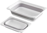 Beright 2 Pack Storage Bins, Collapsible Wash Basin Folding Dish Tub Sink, Space Saving for Dishing, Fruit, and Camping, Hiking and Home, Grey, 2 in 1 Set