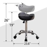 FIRAVOE Saddle Stool, Swivel Saddle Stool with Wheels, Adjustable Rolling Stool 18"-26", Faux Leather Rolling Saddle Stool for Salon, Massage, Clinic, Lab, Office (Black, 1PCS (18"-26"))