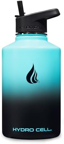 HYDRO CELL Stainless Steel Insulated Water Bottle with Straw - For Cold & Hot Drinks - Metal Vacuum Flask with Screw Cap and Modern Leakproof Sport Thermos for Adults (Teal/Black 64oz)