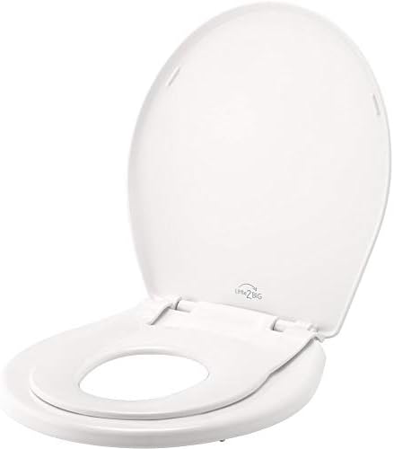 Little2Big Toilet Seat with Built-In Potty Training Seat, Slow Close, Durable Plastic, Made in USA, ROUND, White
