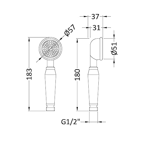 Taps2Traps® Victorian Style Traditional Shower Handset White & Chrome Bathroom Hand Held Or Fits Cradle + High Flow Shower Hose