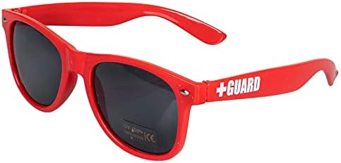 Lifeguard 6 Piece Accessories Kit - Fanny Pack First Aid Pouch w/Adjustable Waist Hip Strap, Red Sun Visor w/Adjustable Strap, Whistle & Lanyard, Red Sunglasses, Rescue Tube Float Keychain