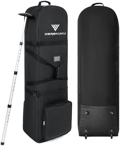 Golf Travel Bags for Airlines with Adjustable Support Rod and Detachable Shoulder Straps, Soft Foldable Golf Club Travel Covers, 900D Heavy Duty Oxford -Universal Size