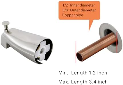 Slip Fit Tub Spout with Pull-Up Diverter for 1/2 inch Copper Tube, Brushed Nickel