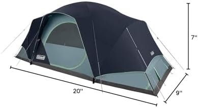 Coleman Skydome XL Family Camping Tent, 8/10/12 Person Dome Tent with 5 Minute Setup, Includes Rainfly, Carry Bag, Storage Pockets, Ventilation, and Weatherproof Liner, Blue Nights