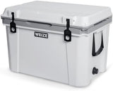 WEIZE Ultra-Light 55 Quart Hard Cooler Insulated Portable Ice Chest Box with Bottle Opener, Keeps Cold up to 8 Days for Beach, Drink, Beverage, Camping, Picnic, Fishing, Boat, Barbecue, White